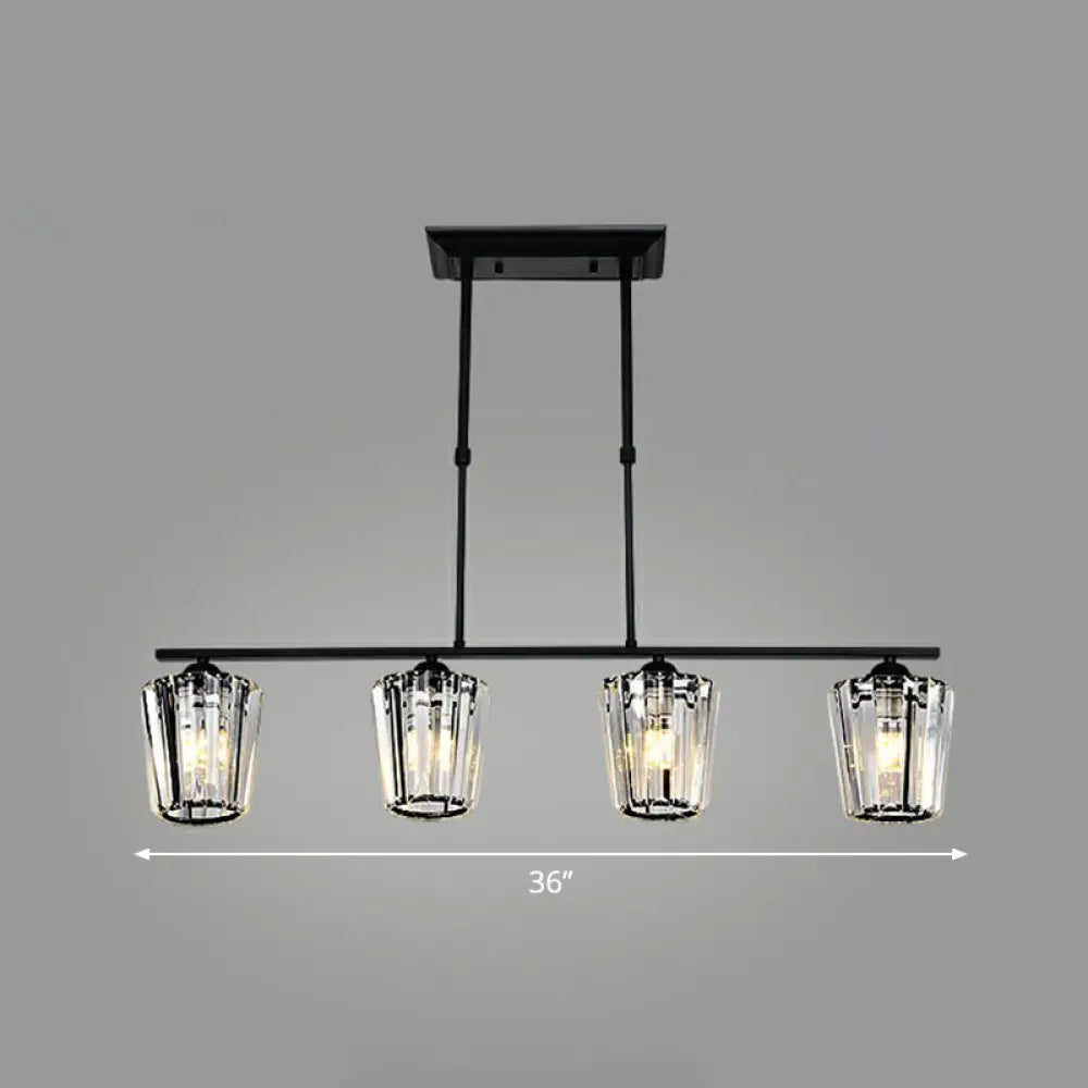 Minimalist Black Crystal Ceiling Chandelier for Restaurants - Geometric Design