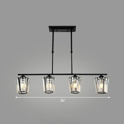 Minimalist Black Crystal Ceiling Chandelier for Restaurants - Geometric Design