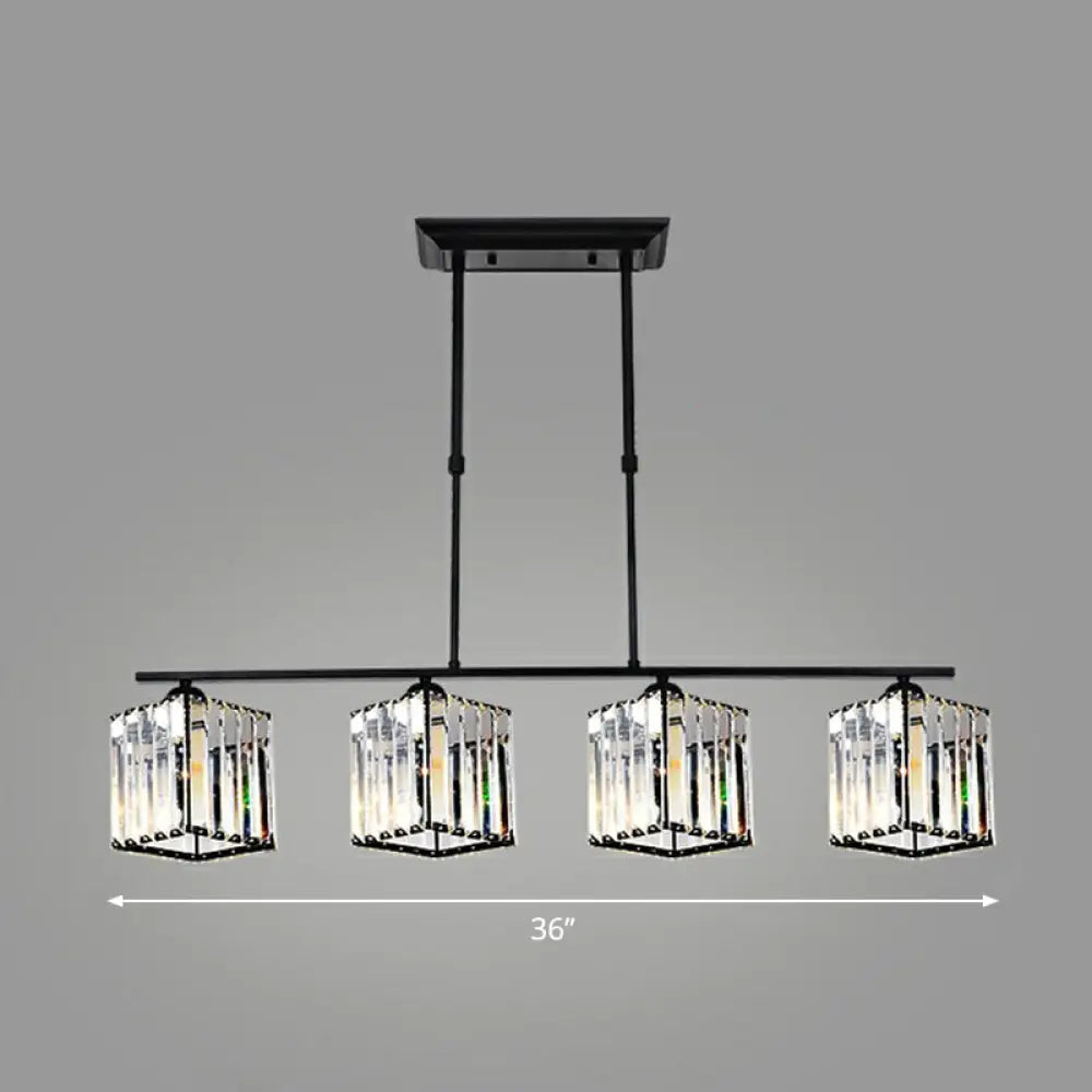 Minimalist Black Crystal Ceiling Chandelier for Restaurants - Geometric Design