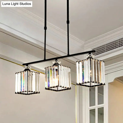 Minimalist Black Crystal Ceiling Chandelier for Restaurants - Geometric Design