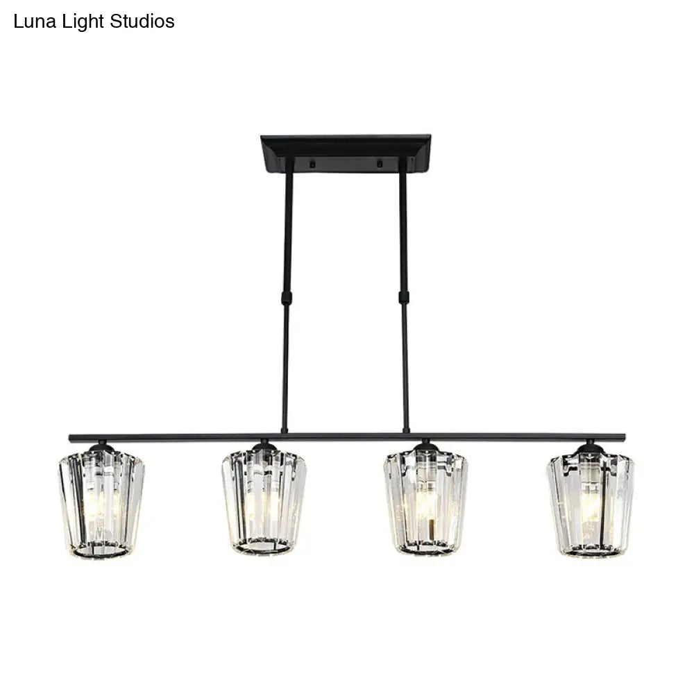 Minimalist Black Crystal Ceiling Chandelier for Restaurants - Geometric Design