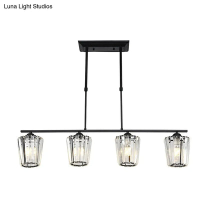 Minimalist Black Crystal Ceiling Chandelier for Restaurants - Geometric Design