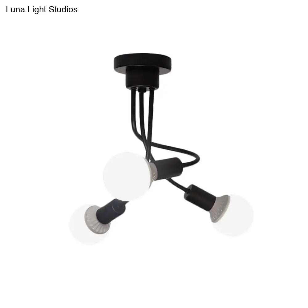 DecorBites™ DecorBites™ Minimalist Black Curved Arm Semi Flush Mount Light, 3/5 Bulbs, Iron Flush Ceiling Lamp