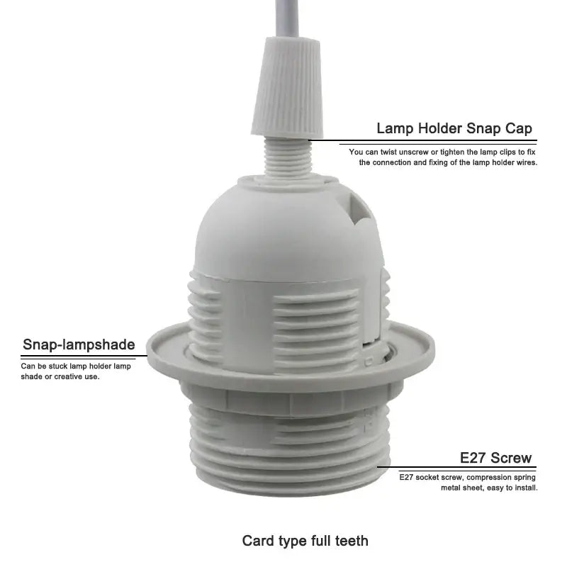 Gray plastic lamp holder with e27 screw base and snap attachment for minimalist black decorbites decorative lamp cord