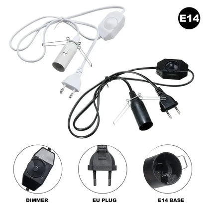 White and black e14 led lamp cord dimmer sets with eu plugs for decorbites decorative lamp bedroom use