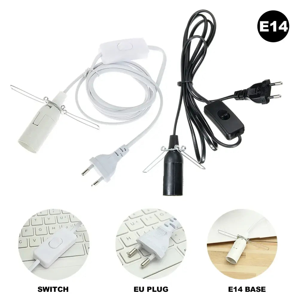 Minimalist black and white e14 lamp cord sets with dimmer switch and eu plugs for decorbites decorative lamp use