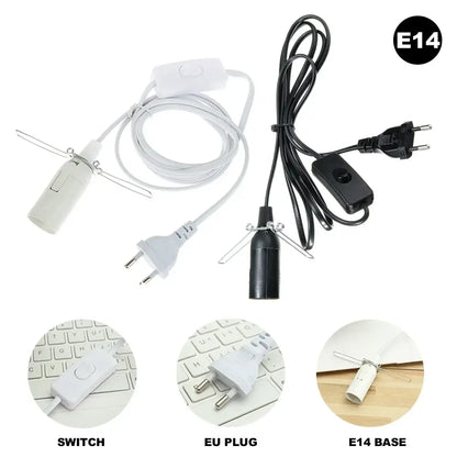 Minimalist black and white e14 lamp cord sets with dimmer switch and eu plugs for decorbites decorative lamp use