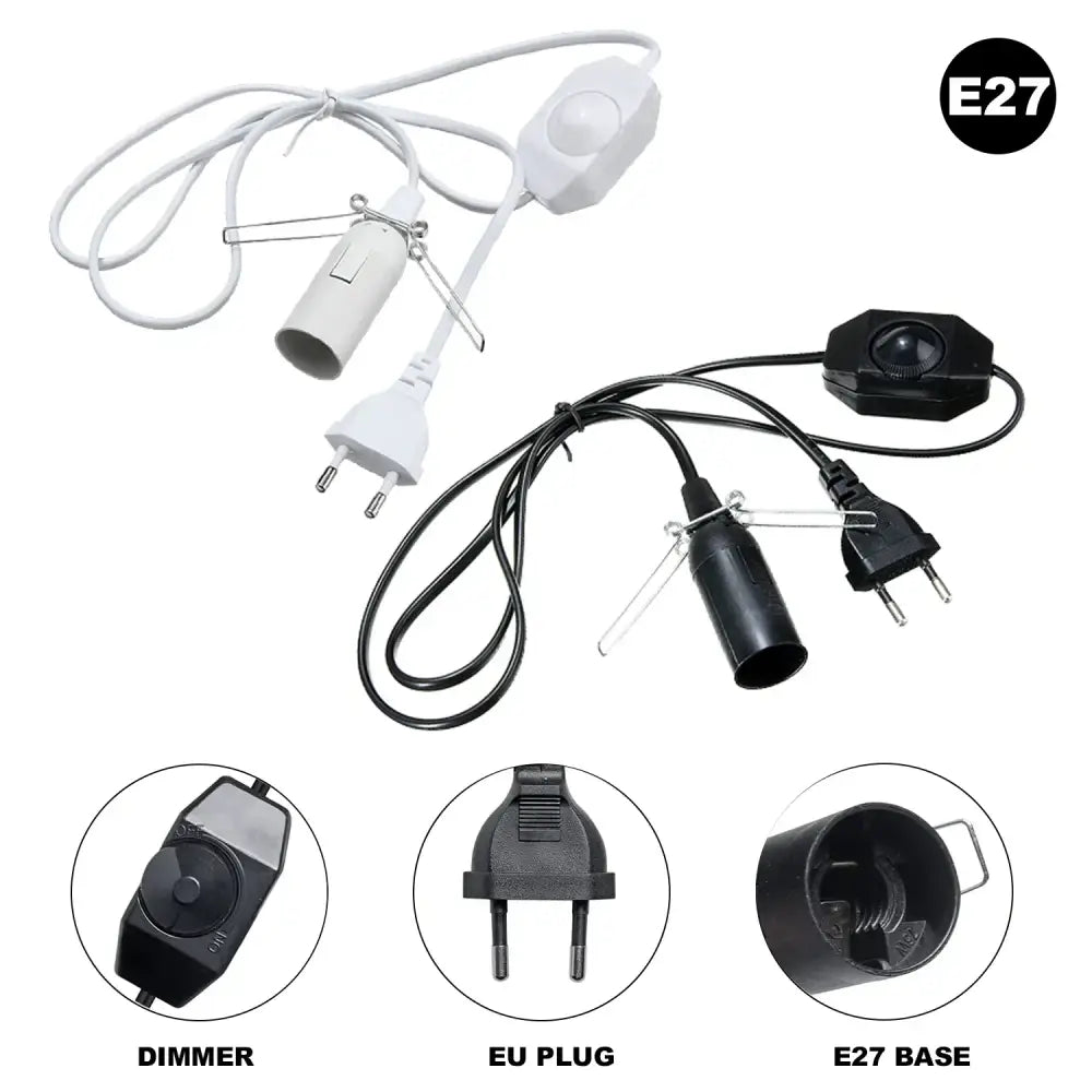 White and black motion sensor light switch adapter with e27 base and dimmer control for decorbites decorative lamp cord