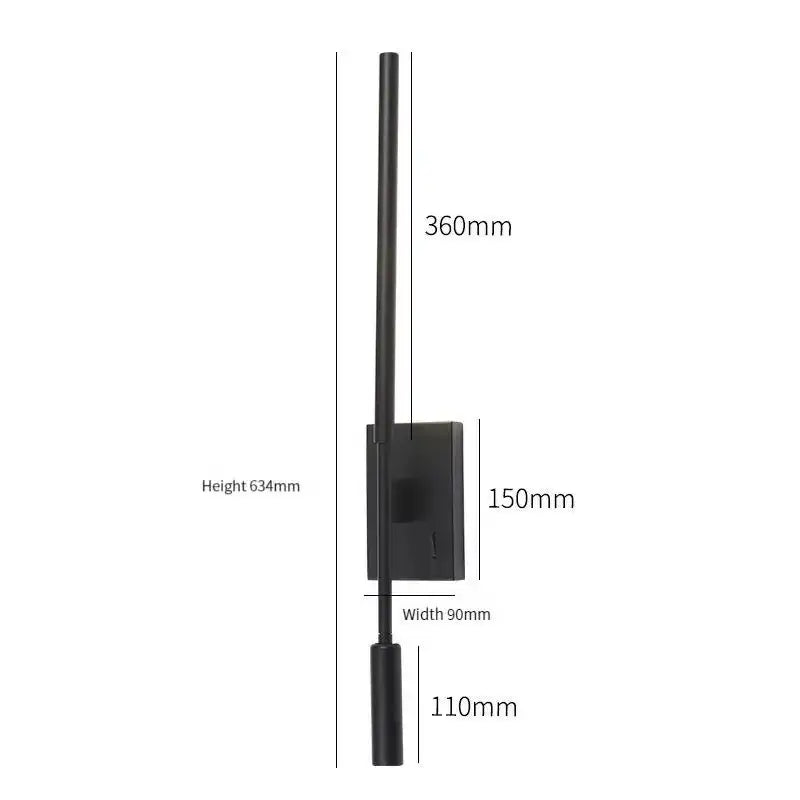 Minimalist black matte wall lamp with sleek vertical rod and rectangular base for decorbites decorative led wall lighting