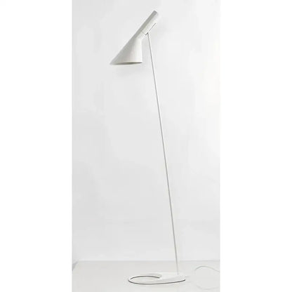 Minimalist black decorbites adjustable led floor lamp with white conical shade and slender metal pole for living room