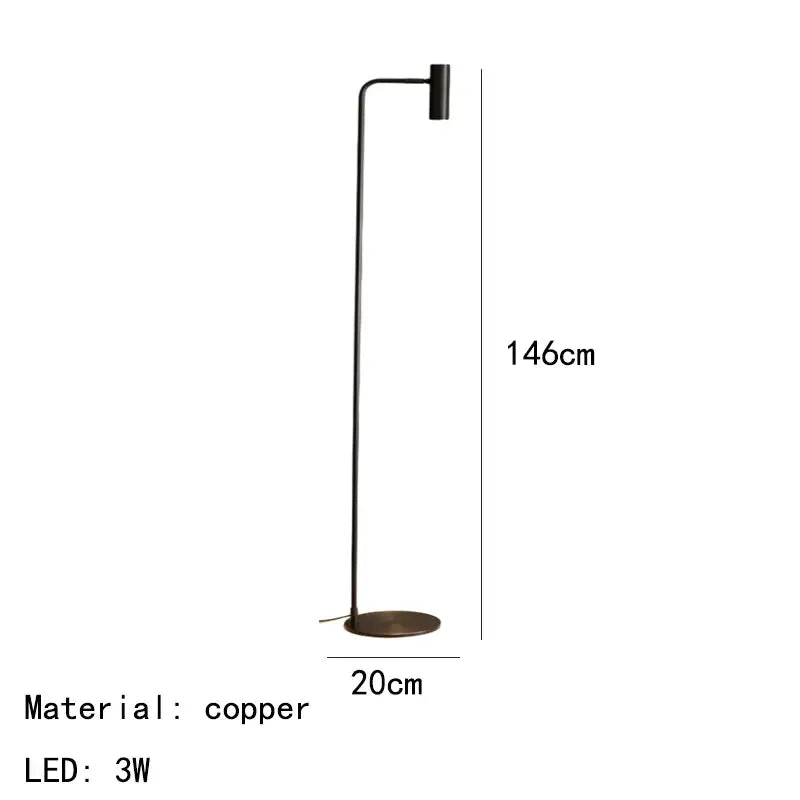 Minimalist black decorbites brass floor light with sleek curved design and led bulb for modern bedroom lighting