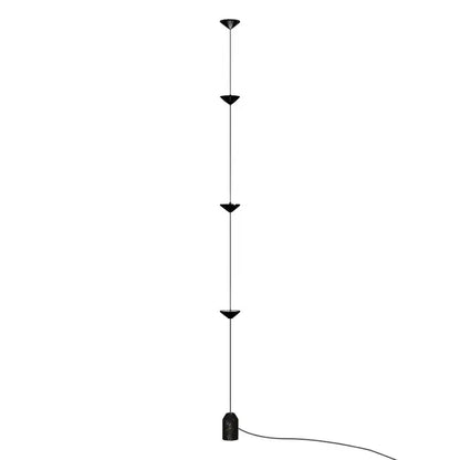 Minimalist black decorbites cone design floor lamp with four triangular shades in sleek modern cone design art style