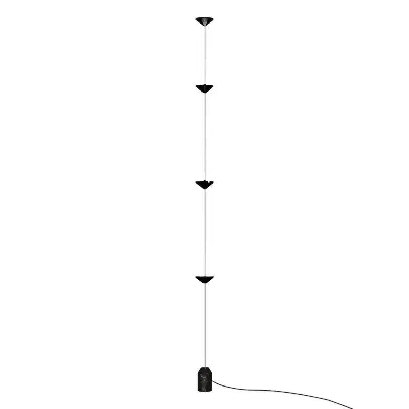 Minimalist black decorbites cone design floor lamp with four triangular shades in sleek modern cone design art style