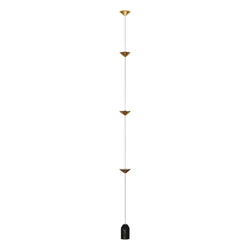 A modern black floor lamp with minimalist decorbites cone design featuring gold-toned triangular cone design art fixtures