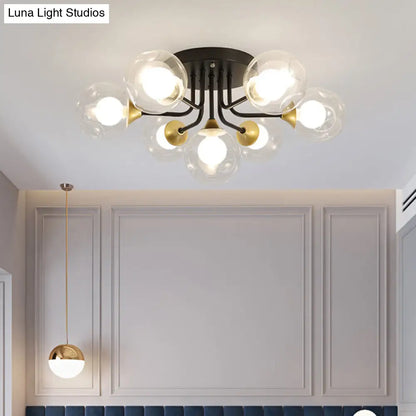 DecorBites™ DecorBites™ Minimalist Black Dual Glass Ball Flush Mount Ceiling Light - Sleek Semi Flush Fixture for Bedrooms