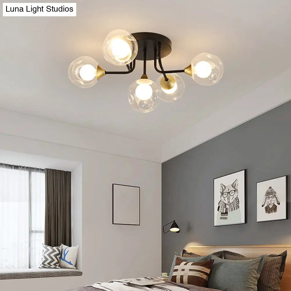DecorBites™ DecorBites™ Minimalist Black Dual Glass Ball Flush Mount Ceiling Light - Sleek Semi Flush Fixture for Bedrooms