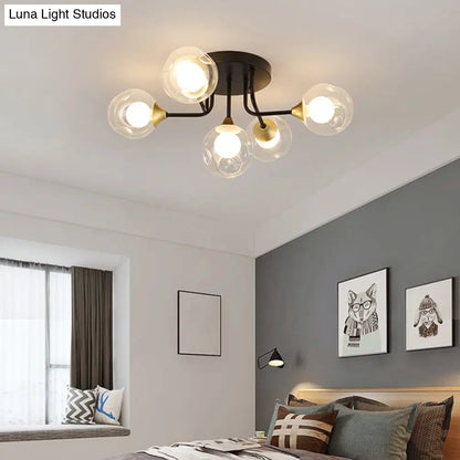 DecorBites™ DecorBites™ Minimalist Black Dual Glass Ball Flush Mount Ceiling Light - Sleek Semi Flush Fixture for Bedrooms