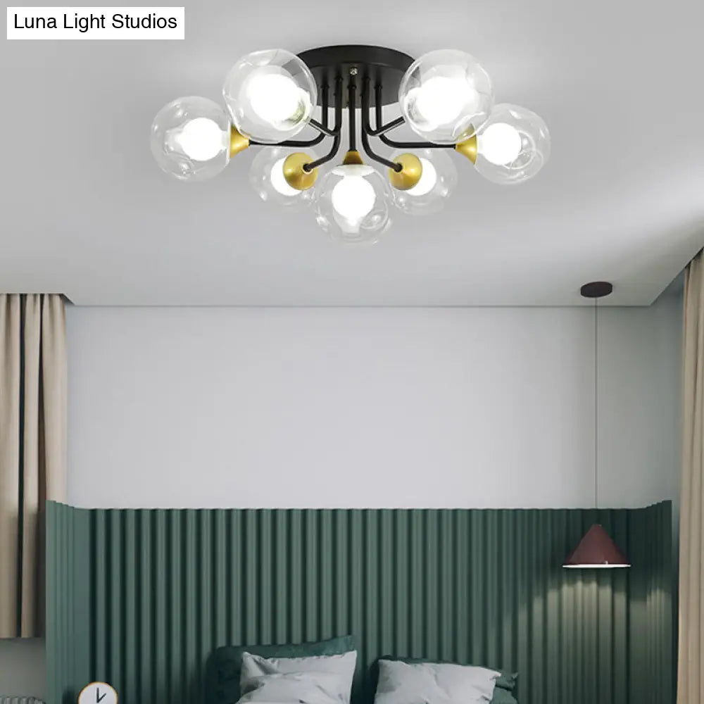 DecorBites™ DecorBites™ Minimalist Black Dual Glass Ball Flush Mount Ceiling Light - Sleek Semi Flush Fixture for Bedrooms