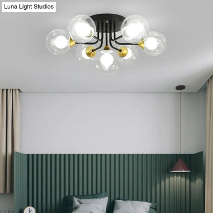 DecorBites™ DecorBites™ Minimalist Black Dual Glass Ball Flush Mount Ceiling Light - Sleek Semi Flush Fixture for Bedrooms