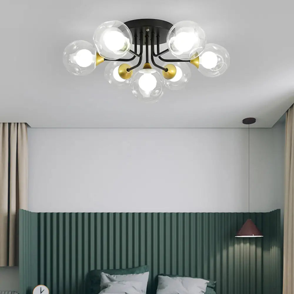 DecorBites™ DecorBites™ Minimalist Black Dual Glass Ball Flush Mount Ceiling Light - Sleek Semi Flush Fixture for Bedrooms
