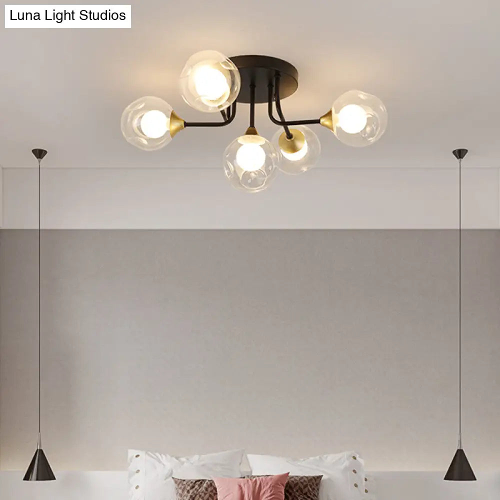 DecorBites™ DecorBites™ Minimalist Black Dual Glass Ball Flush Mount Ceiling Light - Sleek Semi Flush Fixture for Bedrooms