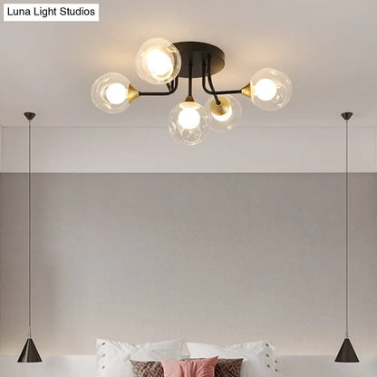 DecorBites™ DecorBites™ Minimalist Black Dual Glass Ball Flush Mount Ceiling Light - Sleek Semi Flush Fixture for Bedrooms