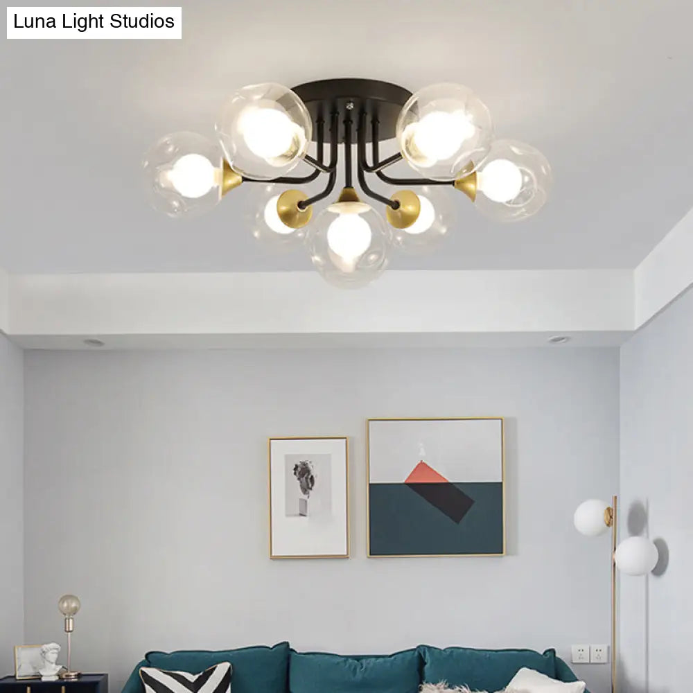 DecorBites™ DecorBites™ Minimalist Black Dual Glass Ball Flush Mount Ceiling Light - Sleek Semi Flush Fixture for Bedrooms