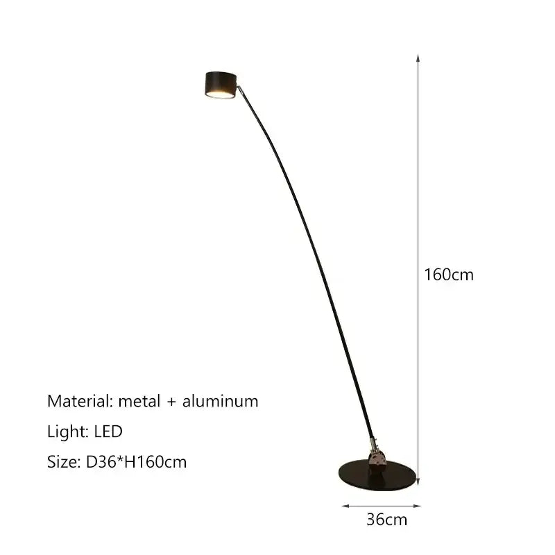 Minimalist black floor lamp with curved led arms made of black metal and aluminum for modern living room decorbites black floor lamp