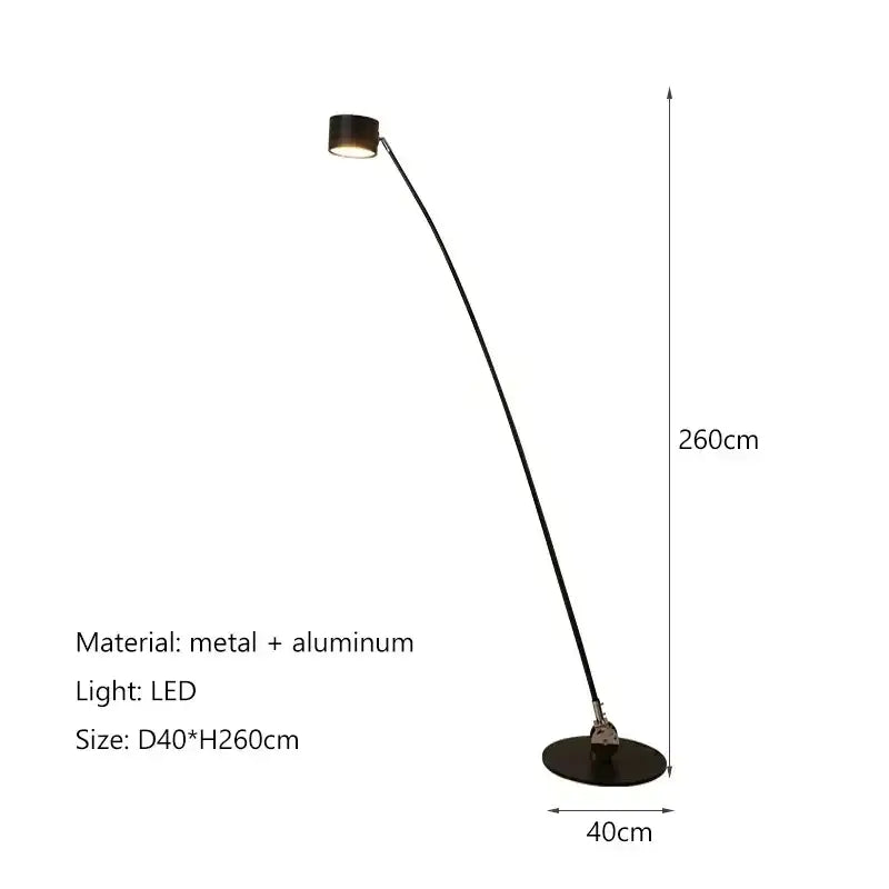 Minimalist black floor lamp with curved led arms made of black metal and aluminum for modern living room decorbites black floor lamp