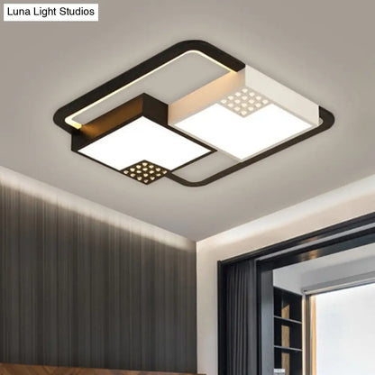 DecorBites™ DecorBites™ Minimalist Black Flush Mount Light Fixture – Acrylic LED, Warm/White Light, 18"/23.5" Width