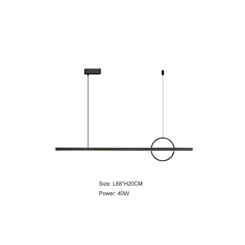 Minimalist black geometric copper chandelier with sleek horizontal bar and circular accent for dining room decorbites geometric copper