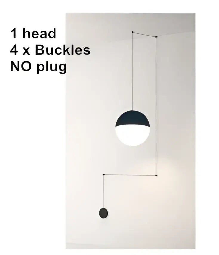 Minimalist black geometric glass ball led chandelier with white illuminated dome and hanging chain for living room decorbites geometric glass