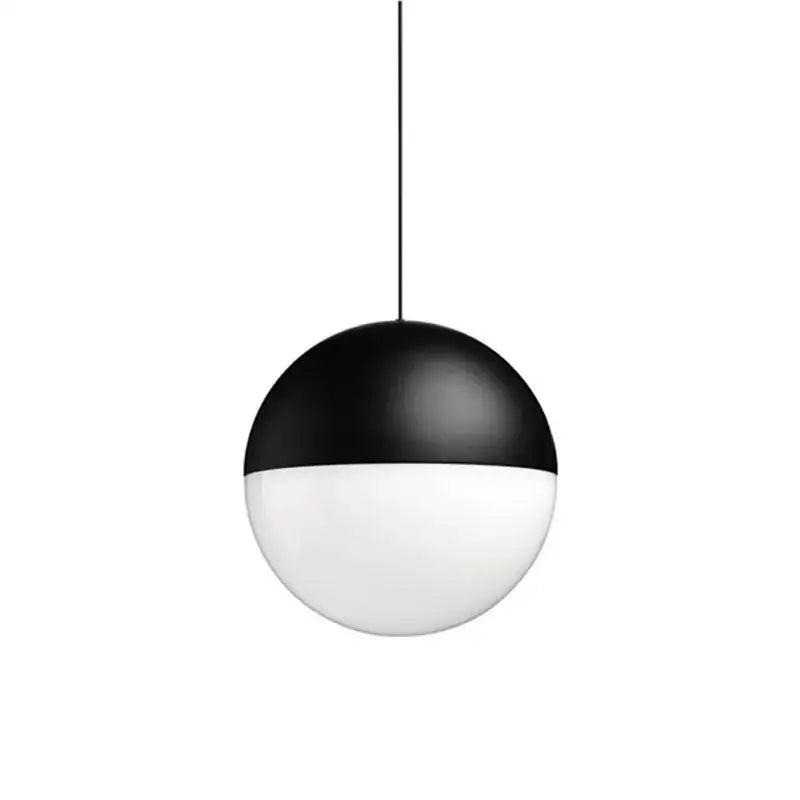Minimalist black geometric glass ball led chandelier with matte black and white spherical pendant light for living room decorbites geometric glass