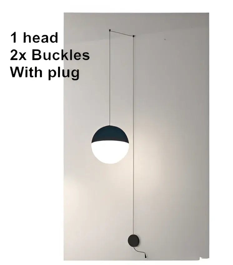 Minimalist black geometric glass ball led chandelier with white illuminated globe and hanging cord for living room decorbites geometric glass