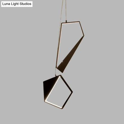 Minimalist Black Geometric LED Pendant Lamp with Acrylic Cluster - White/Warm Light for Living Room