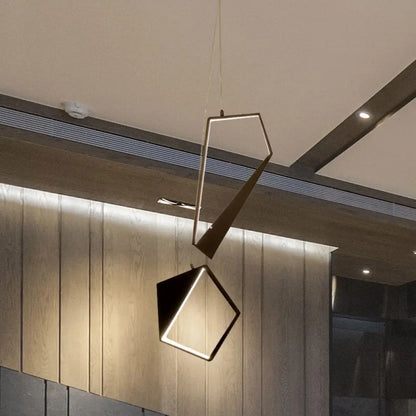 Minimalist Black Geometric LED Pendant Lamp with Acrylic Cluster - White/Warm Light for Living Room