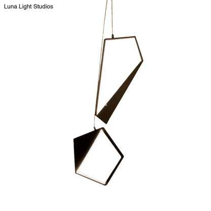 Minimalist Black Geometric LED Pendant Lamp with Acrylic Cluster - White/Warm Light for Living Room