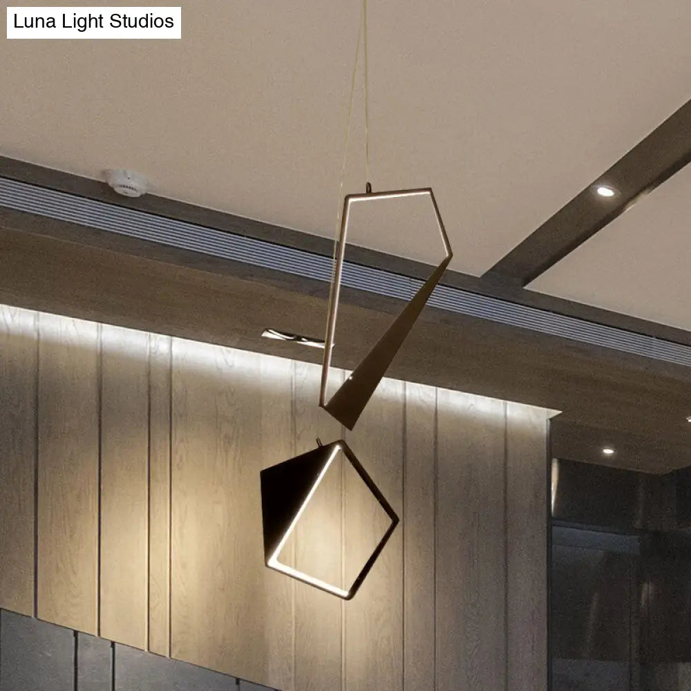 Minimalist Black Geometric LED Pendant Lamp with Acrylic Cluster - White/Warm Light for Living Room