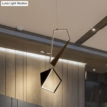 Minimalist Black Geometric LED Pendant Lamp with Acrylic Cluster - White/Warm Light for Living Room