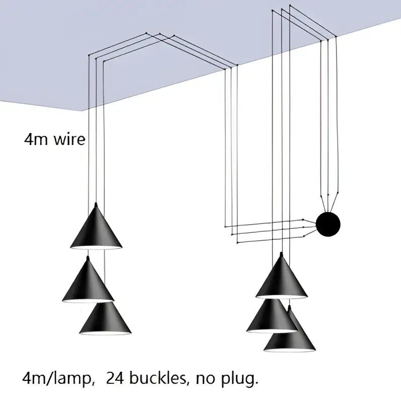 Minimalist black geometric led pendant light with sleek metallic finish and 4m wire for modern living room decorbites fixture