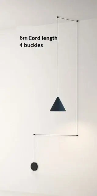 Minimalist black geometric led pendant light with conical shape and thin cord suspension for modern decorbites pendant light