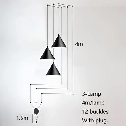 Black conical pendant light in a decorbites geometric led chandelier for minimalist living room decor