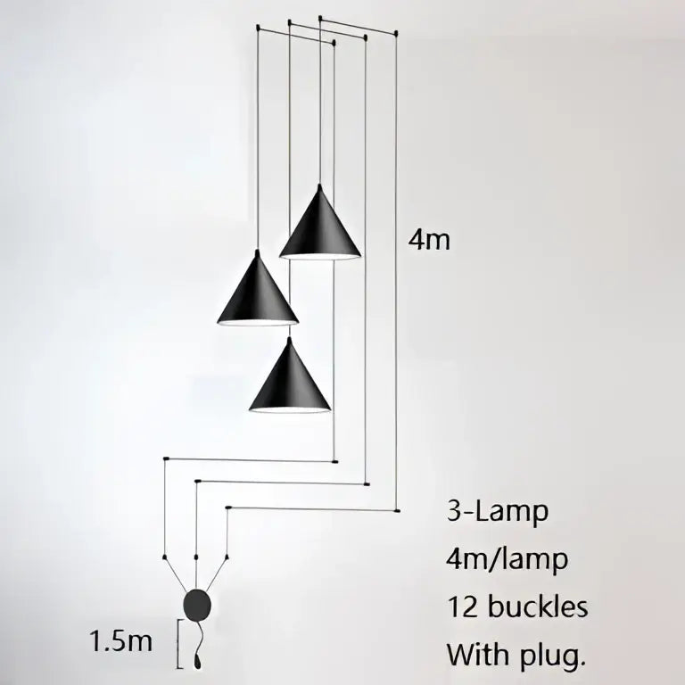 Black conical pendant light in a decorbites geometric led chandelier for minimalist living room decor