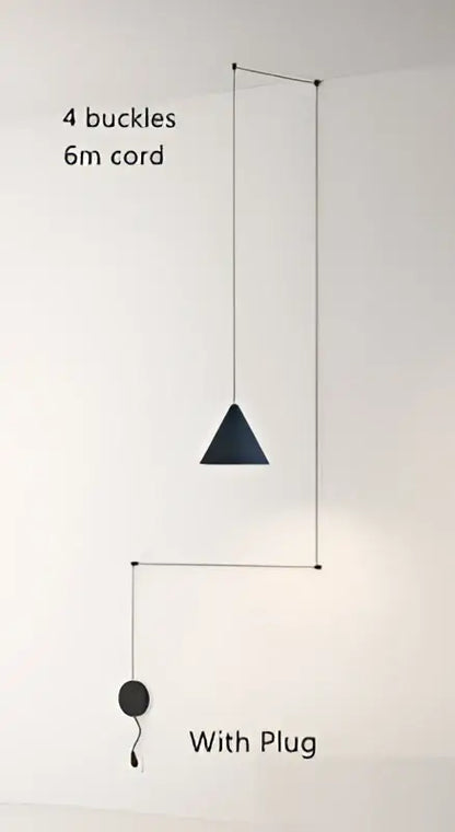 Minimalist black geometric led pendant light with four buckles and 6-meter cord with integrated plug for decorbites geometric led pendant