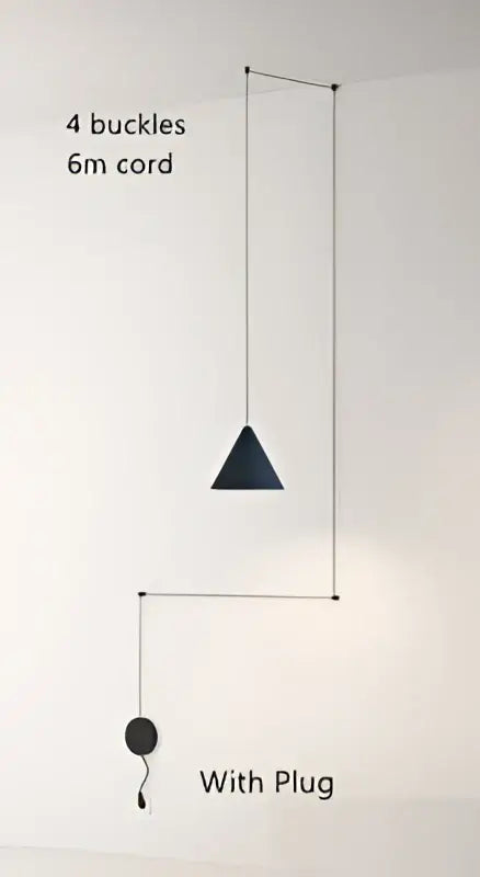 Minimalist black geometric led pendant light with four buckles and 6-meter cord with integrated plug for decorbites geometric led pendant
