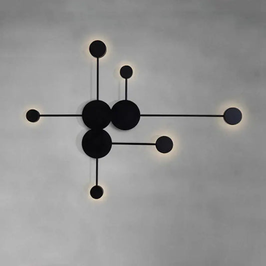 Black minimalist geometry led wall light with circular fixtures for living room and bedroom decorbites geometry led
