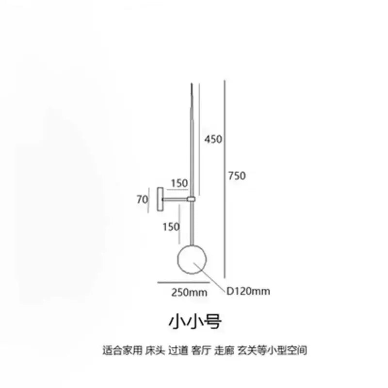 Minimalist black glass ball led wall light with slender metallic arm small size for compact spaces decorbites glass ball