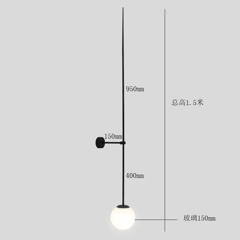 Minimalist black glass ball led wall light with frosted spherical glass globe for bedroom decorbites wall light