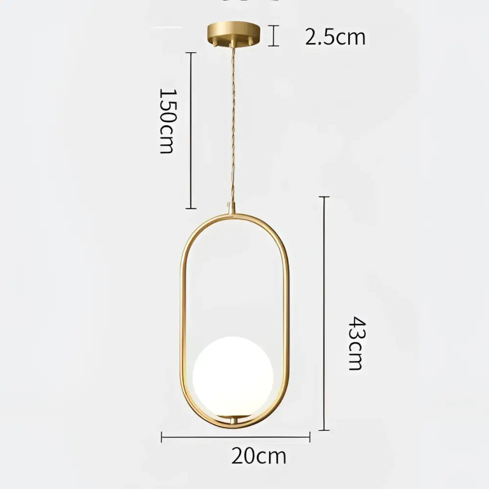 Minimalist black glass ball pendant lamp with gold-toned oval pendant light and frosted glass globe for dining room decorbites