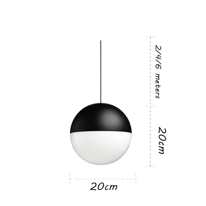 Minimalist black glass ball pendant light with a sleek black and white spherical design for modern kitchen decorbites glass ball pendant